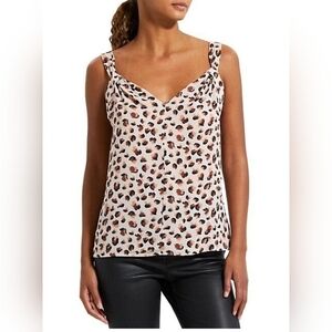 Theory Draped Sleeveless Animal Print Leopard Print Silk Top Women Size  S
